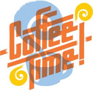 Hand lettered coffee time illustration