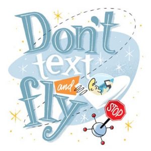 Retro illustration warning against texting