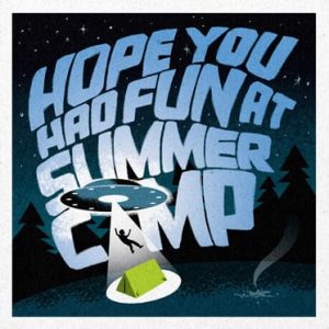 Illustration of alien abduction at summer camp