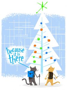 Cats climb Christmas tree